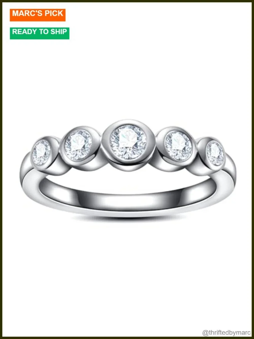 Moissanite Eternity Band 925 Sterling Silver Bezel Set Stackable Ring Size 7.5